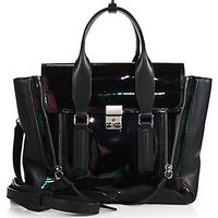 3.1 Phillip Lim Pashli Iridescent Oil-Slick Patent-Leather Medium Satchel photo