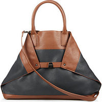 Akris Ai Medium Two-Tone Leather Convertible Tote photo