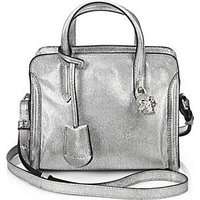 Alexander McQueen Crushed Metallic Mini Padlock Zip-Around Satchel photo