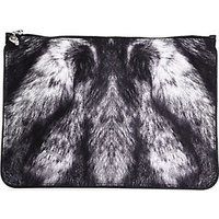 Alexander McQueen Fur Print Skull Zip Pouch photo