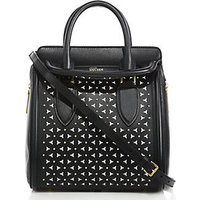 Alexander McQueen Heroine Small Studded Laser-Cut Satchel photo