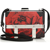 Alexander McQueen Large Rose-Print Leather Caged Bag photo