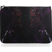 Alexander McQueen Moth-Print Silk & Leather Pouch photo