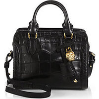 Alexander McQueen Padlock Mini Crocodile-Embossed Satchel photo