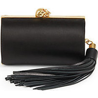 Alexander McQueen Satin Tassel Skull Clutch photo