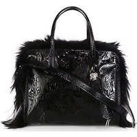 Alexander McQueen Small Padlock Fur-Trim Zip Tote photo