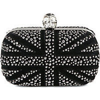 Alexander McQueen Studded Suede Britania Skull Box Clutch photo