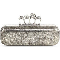 Alexander McQueen Tarnished Metallic Knuckle Box Clutch photo