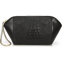 Alexander Wang Chastity Large Crocodile-Embossed Leather Clutch photo