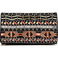 Alice + Olivia Me Small Multicolor Beaded Leather Fold-Over Clutch photo