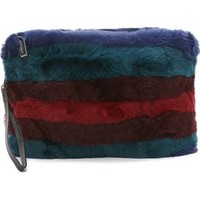 alice + olivia Multi Stripe Fur Agne Clutch photo