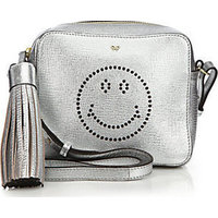 Anya Hindmarch Smiley Face Metallic Perforated Leather Crossbody Bag photo