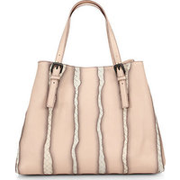 Bottega Veneta Intrecciato-Streaked Faded-Leather Tote photo