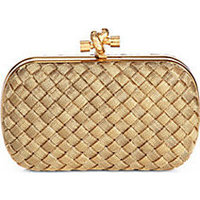 Bottega Veneta Intrecciato Brass Knot Clutch photo