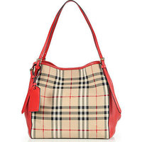 Burberry Canter Small Horseferry Check & Leather Tote photo