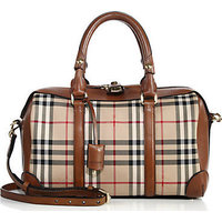 Burberry Alchester Medium Horseferry Check & Leather Bowler Bag photo