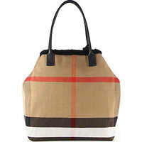 Burberry Lauriston Medium Check & Shearling Tote photo