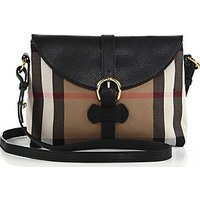 Burberry Milton Leather & Check Shoulder Bag photo