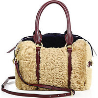 Burberry Mini Bee Shearling & Leather Bowler Bag photo