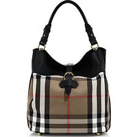 Burberry Sycamore Medium Cotton & Leather Hobo Bag photo