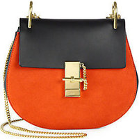 Chloé Drew Medium Two-Tone Leather and Suede Flap Shoulder Bag photo