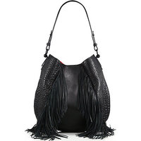 Christian Louboutin Lucky L Fringed Pebbled Leather Hobo Bag photo