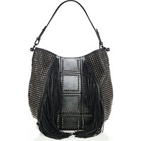 Christian Louboutin Luckyl Fringe & Spiked Leather Hobo Bag photo