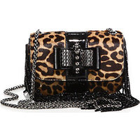 Christian Louboutin Sweety Charity Fringed Leopard-Print Calf Hair & Patent Leather Crossbody Bag photo