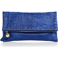 Clare V. Crocodile-Embossed Leather Fold-Over Clutch photo