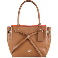 COACH Turnlock Tie Small Leather Tote photo