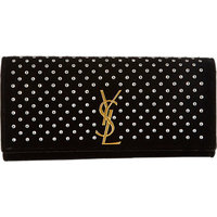 Saint Laurent Crystal-Embellished Velour Monogramme Long Clutch photo