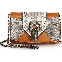 DANNIJO Rocha Embellished Snakeskin & Leather Clutch photo