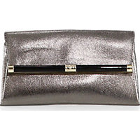 Diane von Furstenberg Metallic Lizard-Embossed Envelope Clutch photo