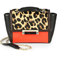 Diane von Furstenberg Mini Leather & Leopard-Print Calf Hair Satchel photo