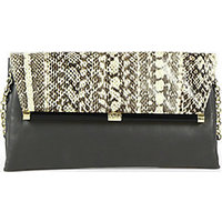 Diane von Furstenberg Snakeskin & Leather Large Envelope Clutch photo