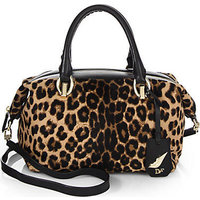 Diane von Furstenberg Sutra Metro Leopard-Print Calf Hair Duffel Bag photo