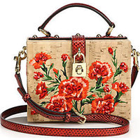 Dolce & Gabbana Embroidered Cork & Snakeskin Crossbody Bag photo