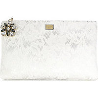 Dolce & Gabbana Lace Zip Pouch with Swarovski Crystal Charm photo