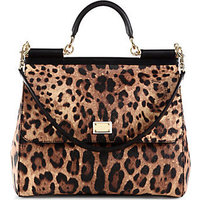 Dolce & Gabbana Large Miss Sicily Leopard Crespo Top-Handle Satchel photo