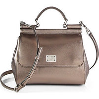 Dolce & Gabbana Sicily Medium Metallic Textured Leather Top-Handle Satchel photo