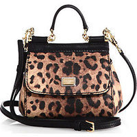 Dolce & Gabbana Sicily Micro Leopard-Print Textured Leather Top-Handle Satchel photo