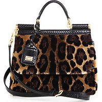 Dolce & Gabbana Miss Sicily Leopard-Print Velvet Satchel photo