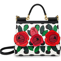 Dolce & Gabbana Sicily Medium Floral & Polka-Dot Textured Leather Top-Handle Satchel photo