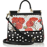 Dolce & Gabbana Sicily Medium Polka-Dot & Floral Textured Leather Top-Handle Satchel photo