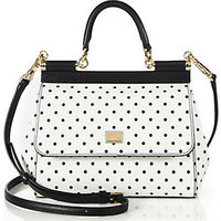 Dolce & Gabbana Sicily Small Polka-Dot Textured Leather Top-Handle Satchel photo