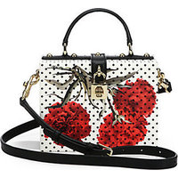 Dolce & Gabbana Polka-Dot Floral Textured-Leather Shoulder Bag photo