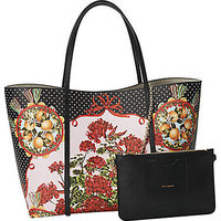 Dolce & Gabbana Polka-Dot Floral Textured-Leather Tote photo