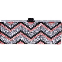 Edie Parker Flavia Glittered Chevron Acrylic Clutch photo