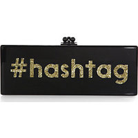 Edie Parker Flavia Glittered Hashtag Acrylic Clutch photo