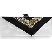 Edie Parker Flavia Glittered Vee Acrylic Clutch photo